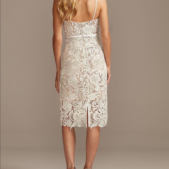 David's Bridal Little White Dress. Crochet Lace. style is DB Studio. Worn once. - Picture 3 of 3